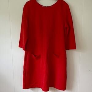 BODEN Textured Dark Red Shift Dress Size 12 Long